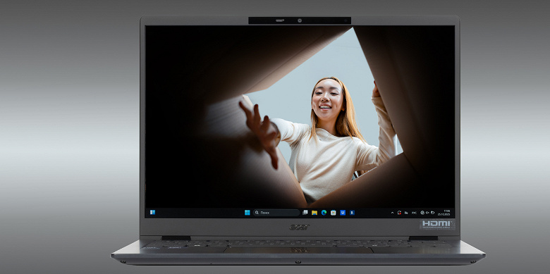 Деловой ноутбук Acer TravelMate P6 14 AI (TMP614-54-70U3): процессор Intel Core Ultra 7 258V, отличная автономность, малый вес